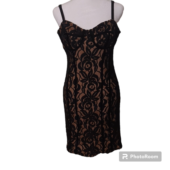 Black lace vintage mini cocktail dress -- size small, New - Picture 4 of 5